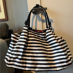 DSW Black and White Striped Tote Bag